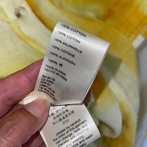 We The Free Womens Washed Away Windowpane Tie Dye Button Up Shirt Yellow Small - Picture 8 of 10